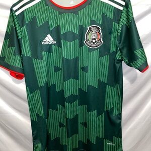 adidas Green and Red Soccer Jersey with Patterned Front